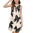 thumbnail image 4 of CCRFTGI Dresses for Kids Girls Size 8 Funny Beach Bowknot Print A-Line Dress Party Sleeveless Button V Neck Girls Dresses 2026 Summer Fashion Dresses Beige 5-6 Years, 4 of 5
