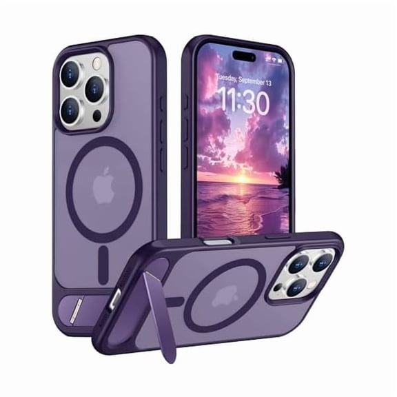 Eryueer Magnetic Compatible with iPhone 16 Pro Case, [Built-in Invisible Kickstand][Compatible with MagSafe] [Military Grade Shockproof] Slim Translucent Matte Phone Case for iPhone 16 Pro 6.3"