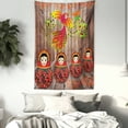 thumbnail image 3 of Russian Tapestry, Traditional Dolls with Bird Figure Eastern European Folklore Elements on Wood Print, Wall Hanging for Bedroom Living Room Dorm Decor, 60W X 80L Inches, Multicolor, by Ambesonne, 3 of 5