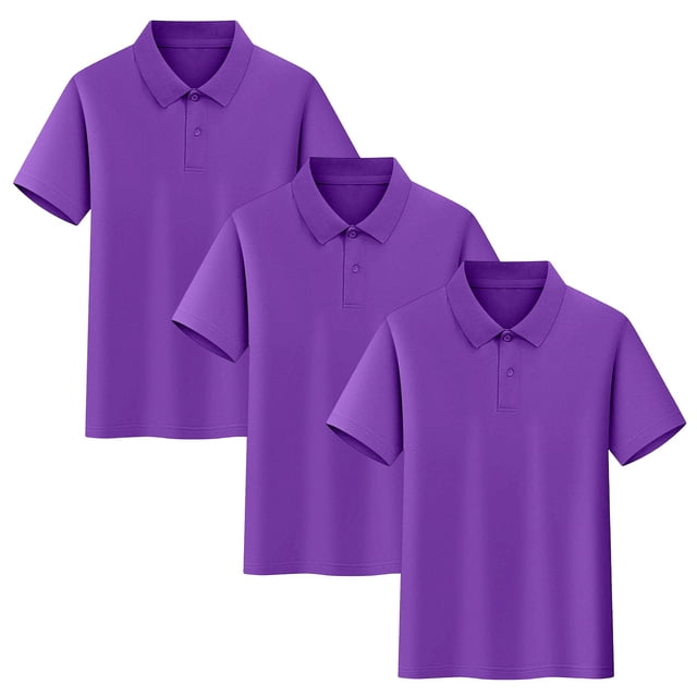 Odeerbi Camisas de Manga Corta de Niños de 3 Paquetes Colores Sólidos Transpirables de Algodón Uniforme de La Escuela Tops Para 3-17 Años Adolescente
