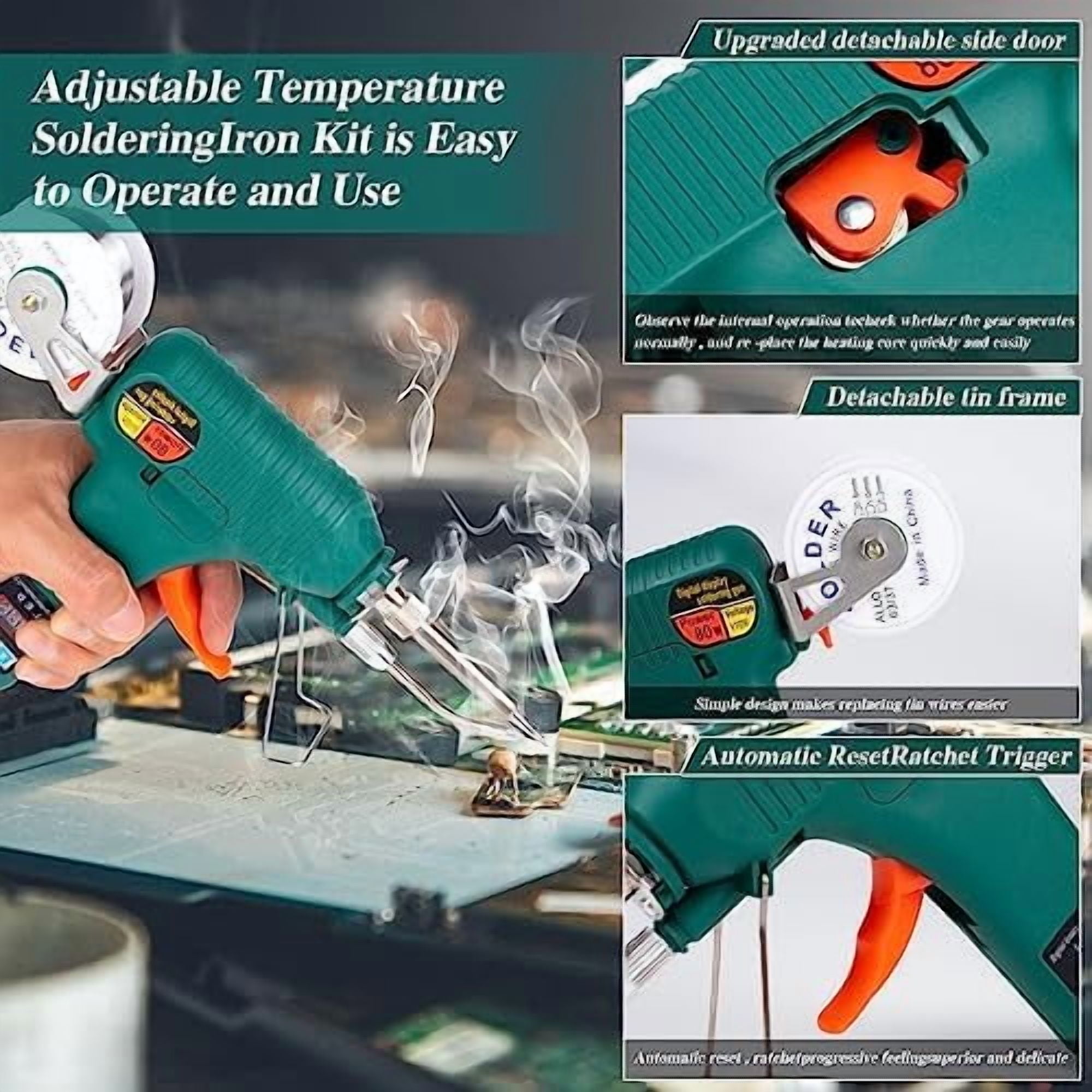 Soldering Gun Kit - Soldering Iron Kit with Adjustable Temp 180-520°C,ON/OFF ,80W LED Digital Internal Heat Soldering Gun,Auto Send Tin Soldering Kit for Electronics Welding Repair DIY$$