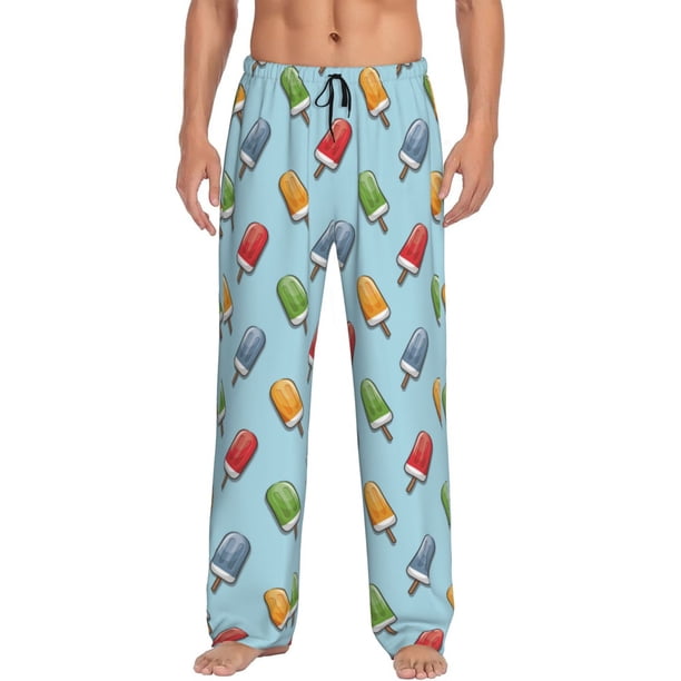 Fotbe Modern Ice Cream Pantalones de Pijama para Hombre, Pantalones de Dormir, Pantalones de Casa con Cintura Ajustable y Bolsillos-Small