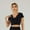 Black Short Sleeve Top, variant on Women 2 piece seamless ribbed workout yoga set