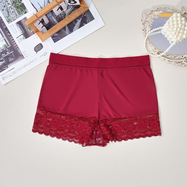 Karight Pettipants for Women Under Dresses Satin Slip Shorts Lace Hem Bloomers