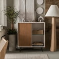 thumbnail image 3 of HomeStock Farmhouse Fresh Sideboard, Storage Cabinet with Soft Close Doors, Dining Room, Console Table, Credenza, Accent Cabinet, 36 X 36 X 18 Inches with Sturdy Metal Legs-Color:Cotton and Wood,Size:, 3 of 6