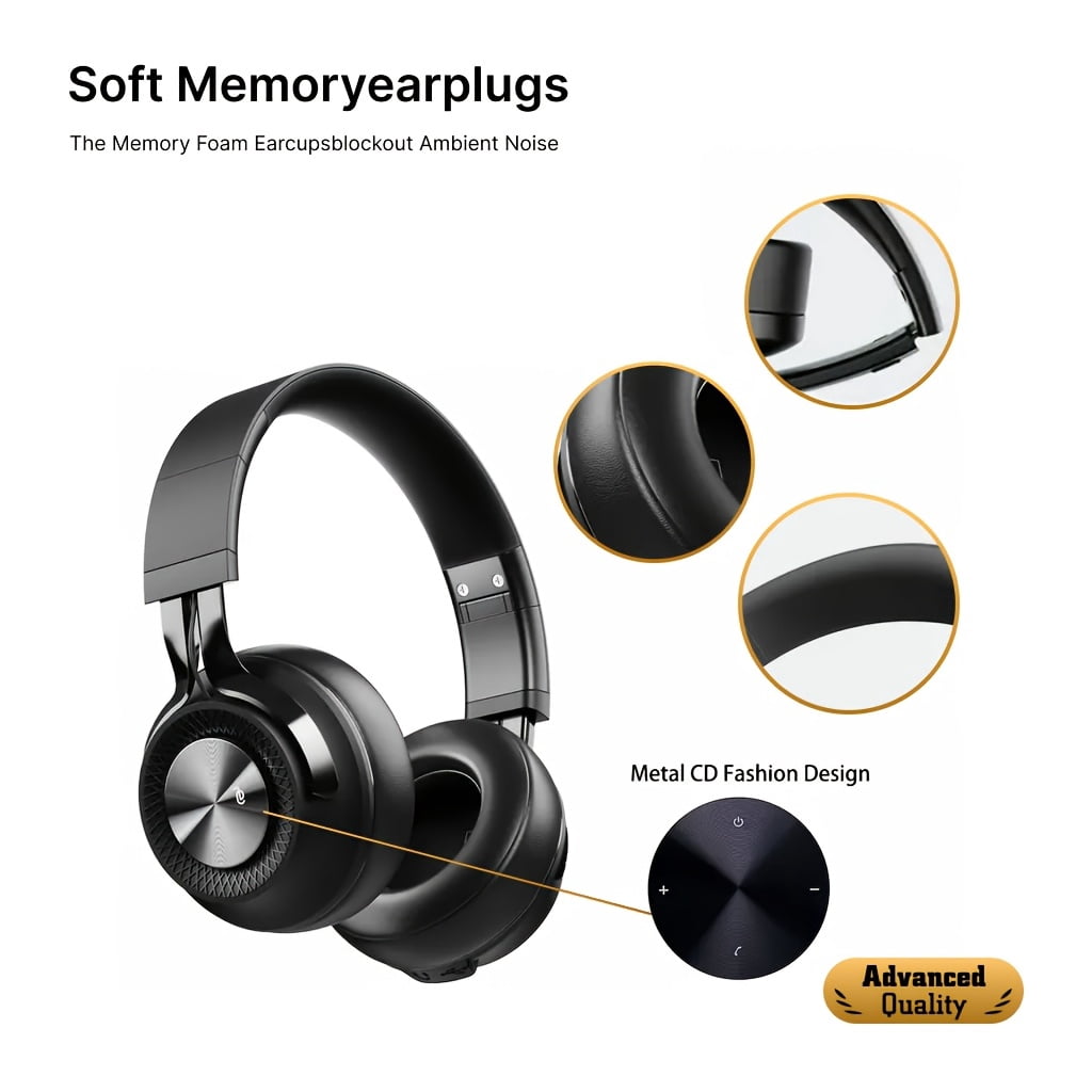 Rich Bass Wireless On-Ear Headphones - 30 Hours Playtime, Active Noise Cancelling, Crystal-Clear Calls, Comfort Fit, Black Color - Long-Lasting Battery Life, Portable Design