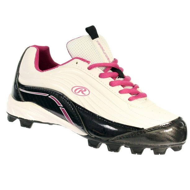 RAWLINGS YOUTH 2472GWP2 MOTION LOW BASEBALL CLEATS GIRLS WHITE PINK 1.5