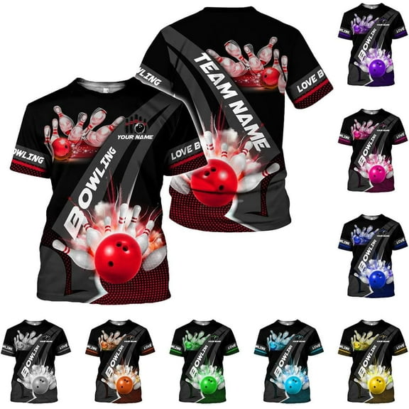 Custom 3D Bowling Shirts Personalized for Men and Women - Unique Team Shirt & Gifts for Bowling Lovers (Red, S)