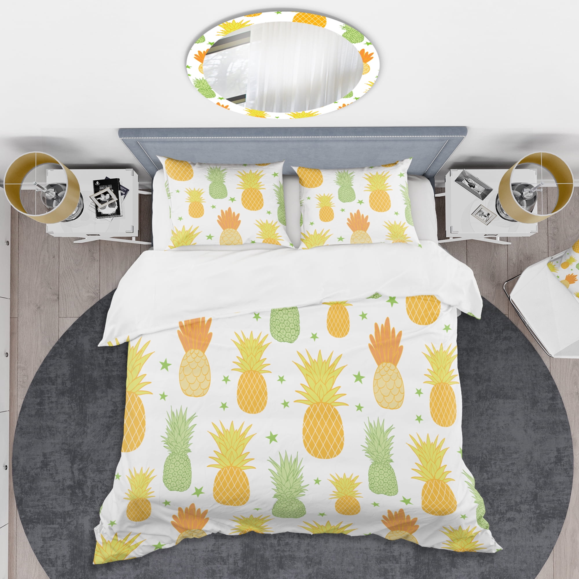 Designart 'Pineapple Summer Bliss II' Mid-Century Modern Duvet Cover Set