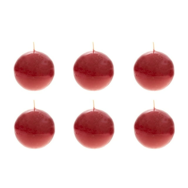 Mega Candles 6 Pcs Bougie Boule Ronde Rouge Non Parfumée, Bougies en Cire de Qualité Supérieure Coulées à la Main 3 Pouces x 3 Pouces, Déco Maison, Réceptions de Mariage, Showers de Bébé, Anniversaires, Célébrations, Cadeaux de Fête et Plus