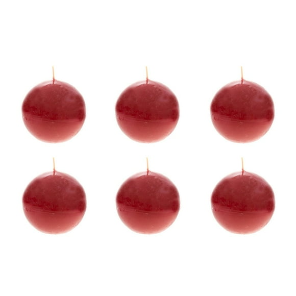 Mega Candles 6 pcs Unscented Red Round Ball Candle, Hand Poured Premium Wax Candles 3 Inch x 3 Inch, Home Décor, Wedding Receptions, Baby Showers, Birthdays, Celebrations, Party Favors & More