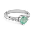 thumbnail image 2 of Solitaire 0.25 Ctw Emerald Accents 925 Sterling Silver Women Valentines Day Gifts Ring, 2 of 3