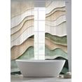 thumbnail image 5 of Abstract Wave Texture Sheer Curtains 84 Inches Long 2 Panels Green Beige Bump Theme Light Filtering Semi Sheer Window Curtains Drapes for Bedroom Living Room 52"x84", 5 of 7
