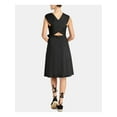 thumbnail image 2 of RACHEL ROY Womens Black Belted Sleeveless V Neck Knee Length Wear To Work Fit + Flare Dress 2, 2 of 2