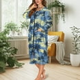thumbnail image 3 of Xoenoiee Palm Tree Print Zipper Front Robes for Women House Coat Long Sleeve Loungewear Full Length Long Nightgown Bathrobe with Pockets, 2XL, 3 of 7