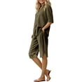 thumbnail image 4 of Dianli Gifts Two Piece Sets for Women Summer Casual Two Piece Set Short Sleeve Shirt and Shorts Lounge Outfit for Everyday Wear Brown L, 4 of 8