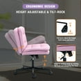 thumbnail image 4 of Criss Cross Legged Chair Ergonomic Home Office Desks Chair with Casters, Armless Wide Comfy Vanity Desk Seat Swivel Rolling Computer Chair, Adjustable Height, Rocking Function, Pink, 4 of 9