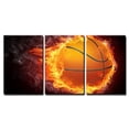 thumbnail image 2 of wall26 - 3 Piece Canvas Wall Art - Basketball Ball on Fire. 2D Graphics. Computer Design. - Modern Home Art Stretched and Framed Ready to Hang - 24"x36"x3 Panels, 2 of 4