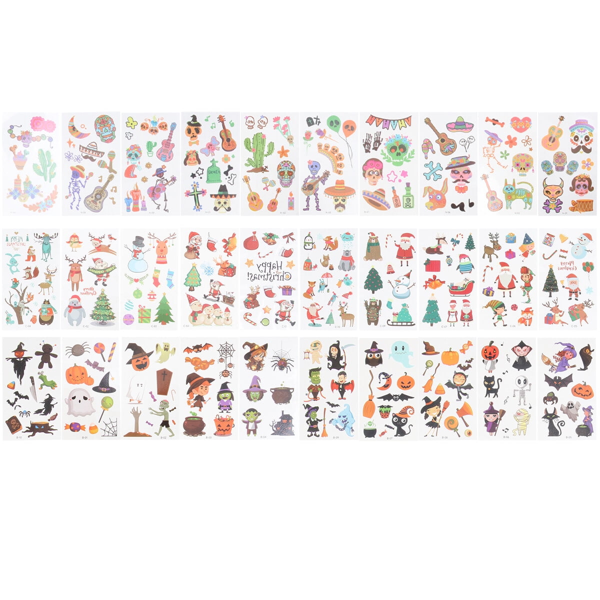Hemoton 30Pcs Waterproof Stickers Halloween Day of the Dead Christmas