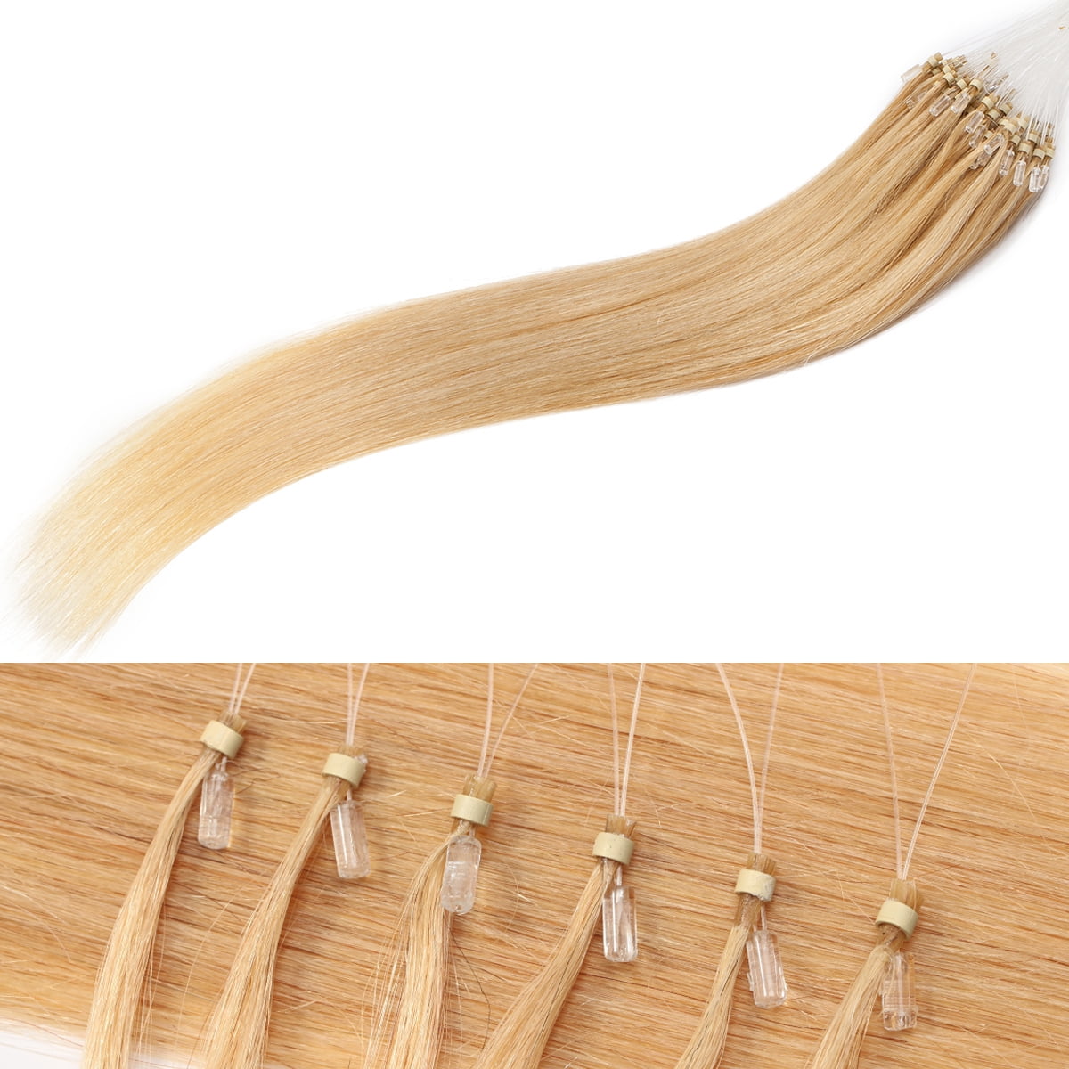 SEGO Micro Loop Thick Real Remy Human Hair Extensions Invisible Band Micro Ring Beads Hair 200 Strands Black Hair Extensions