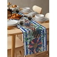 thumbnail image 6 of 4th of July Table Runner Cotton Linen 90 Inch Holiday Dresser Scarves, Independence Day Star Botanical Blue Striped Tablerunner for Kitchen Coffee Dining Bedroom Dinner Scarf Décor 13''x90'', 6 of 9