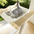 thumbnail image 2 of Cat Window Perch with Scratching Post, 46" Adjustable Tall Scratching Posts & Suction Cup – Gray Fluffy Cusion, Multi-Level Perch for Climbing, Bird Watching, Play (Drilling-Free), 2 of 10