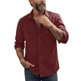 thumbnail image 2 of Men's Casual Long Sleeve Shirt with Turn-Down Collar, Button Front, and Pockets, 2 of 5