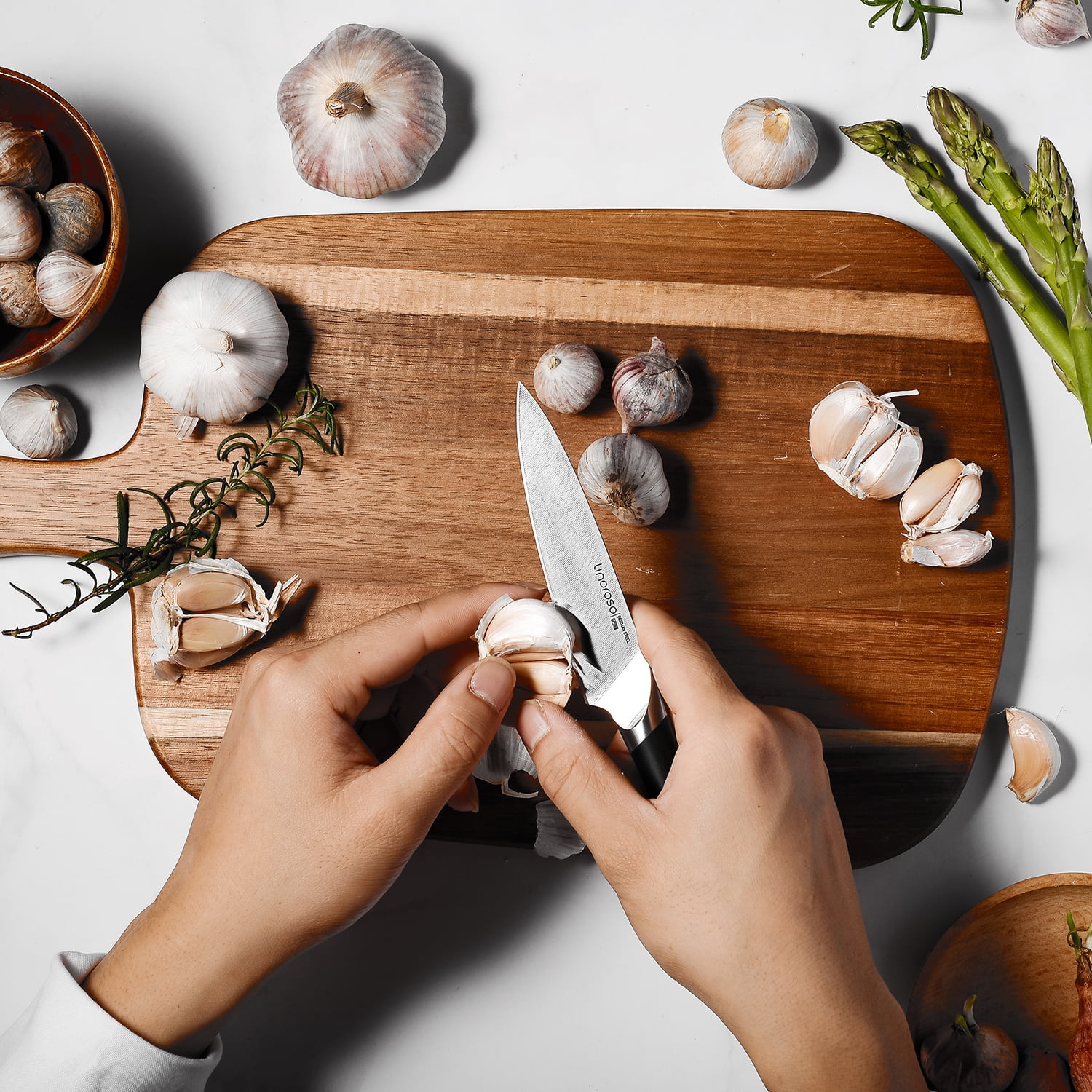Linoroso 4.5 inch Paring Knife for Kitchen Use, Peeling Knife with In-Drawer Knife Block, High-Carbon Stainless Steel
