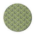 thumbnail image 1 of Abstract Mouse Pad for Computers, Botanical Inspired Leafy Motif with Curlicue Lines, Round Non-Slip Thick Rubber Modern Gaming Mousepad, 8" Round, Green Evergreen, by Ambesonne, 1 of 2