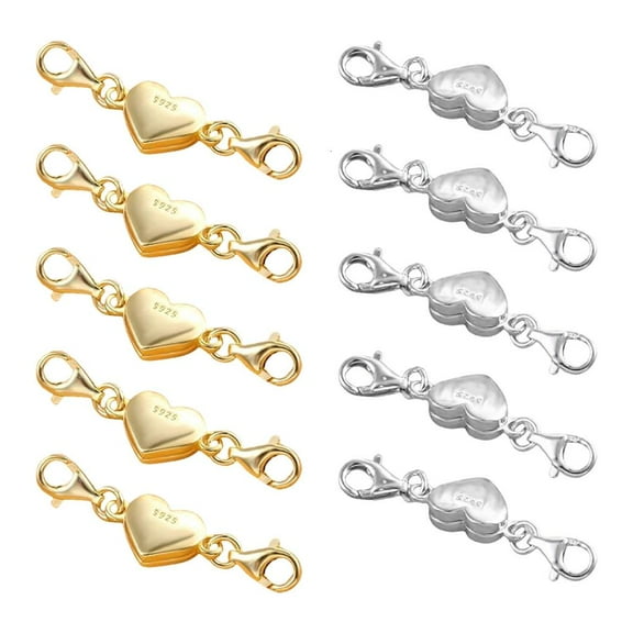 LIANXUE10Pieces Set Magnetic Necklace Fasteners Gold Silver Plated Chain Extenders