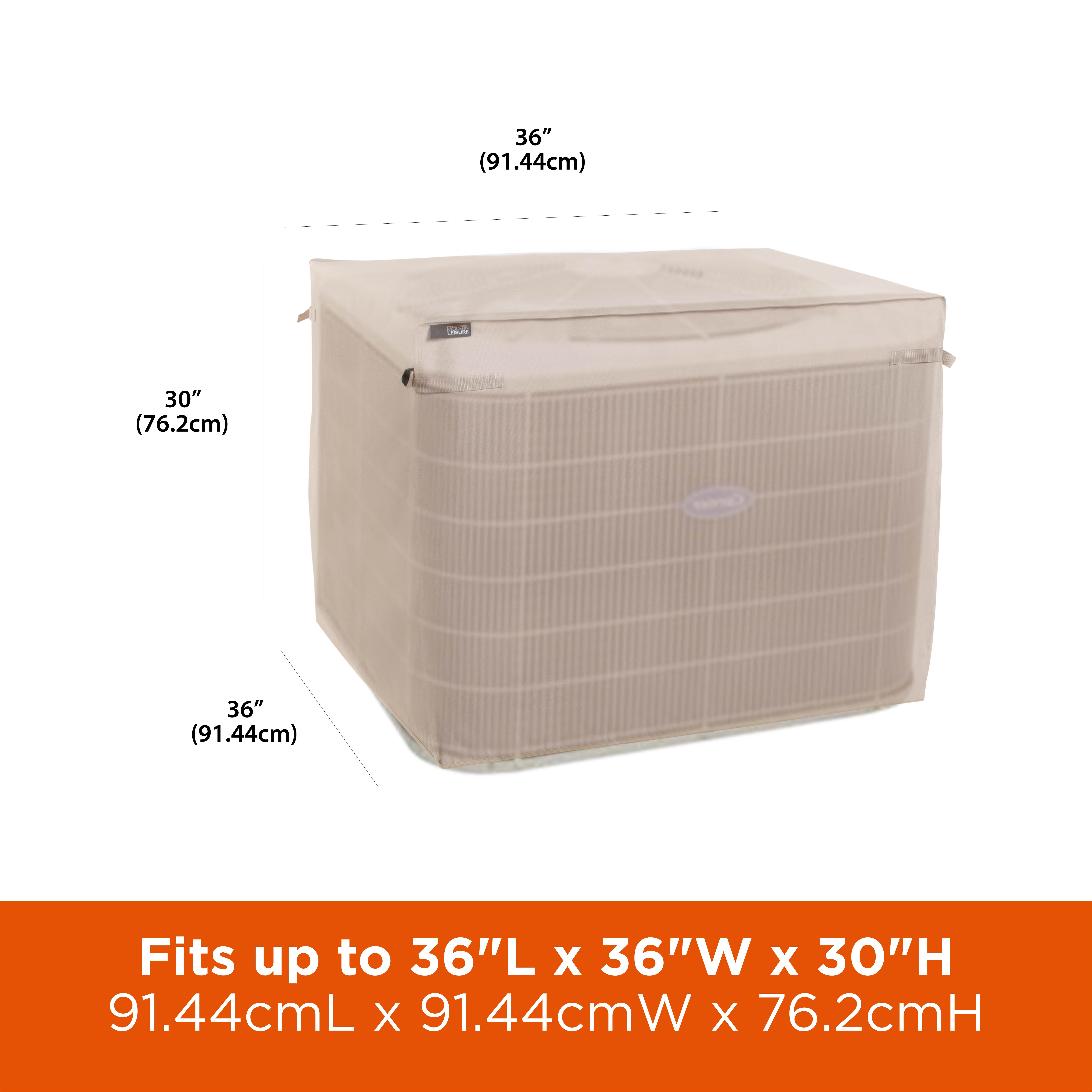 Modern Leisure Chalet Square Outdoor Patio Air Conditioner Cover, 36"L x 36"W x 30"H, Beige