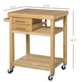 thumbnail image 3 of Bamboo Kitchen Island Cart on Wheels - Utility Trolley with 2 Drawers & Open Shelves, Bamboo Tone, 3 of 6