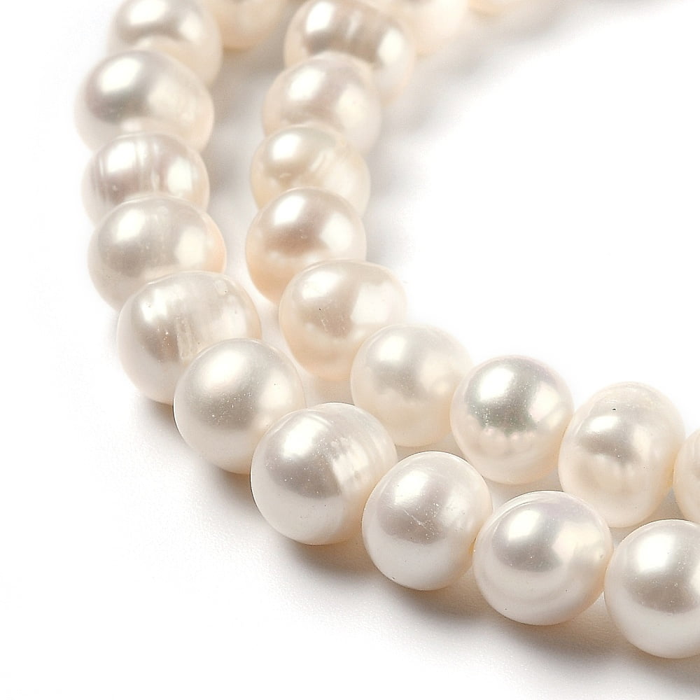 Natural Cultured Freshwater Pearl Beads Strands Round Bisque 6~7x6~8mm Hole: 0.6mm 53~55pcs/strand 13.98 inch(35.5cm)