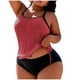 thumbnail image 3 of TaTaai Plus Size Loose Split Swimsuit, Women's Solid Color Padded No Steel Support Swimwear, Elastic Design, Ideal for Summer Beach Pool Vacation Wear Gift, 3 of 5