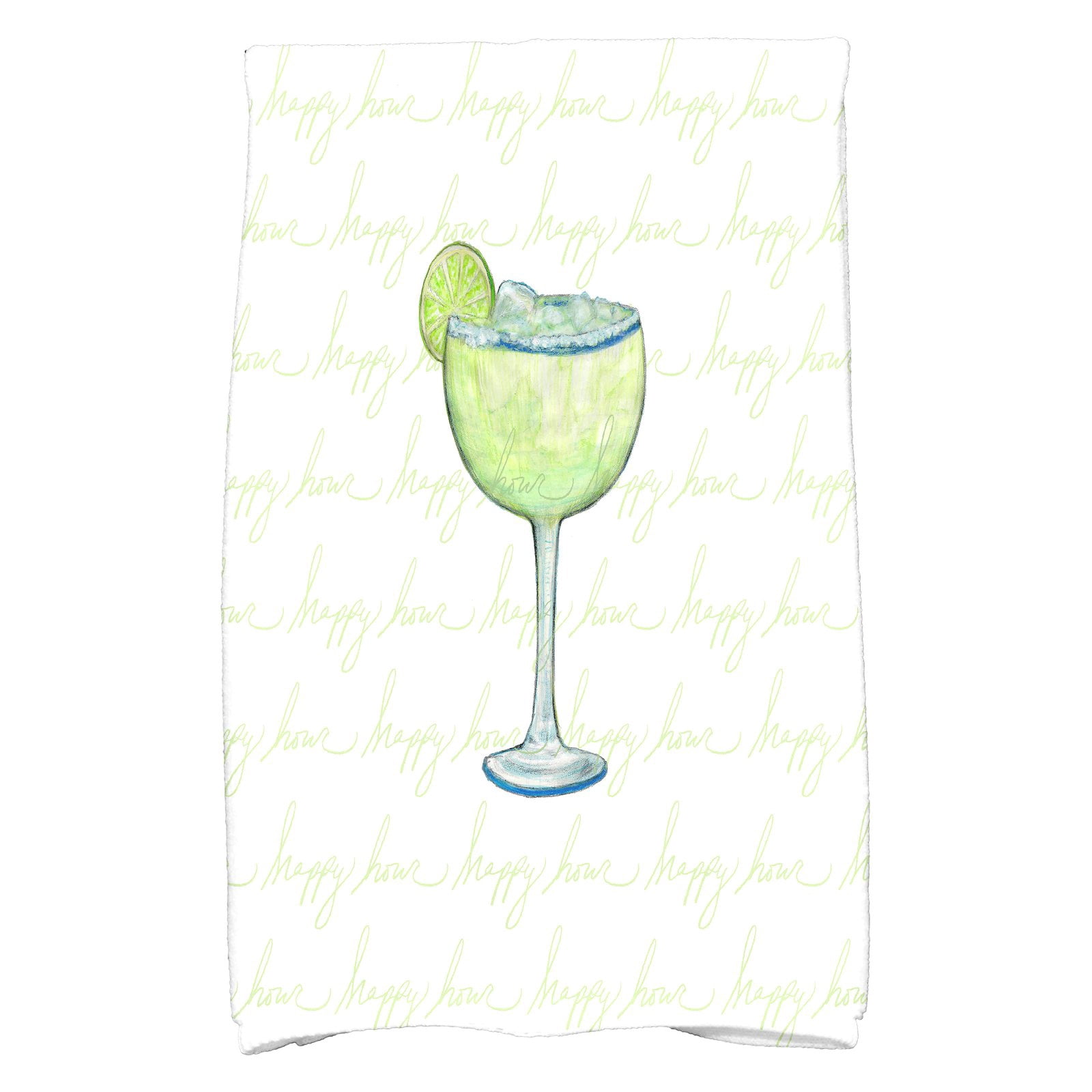 Simply Daisy, 16 x 25 inch, Margarita Text Fade Happy Hour, Geometric Print Kitchen Towel, Pale Blue
