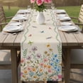 thumbnail image 4 of Colorful Floral Table Runner - 60 Inch Long Farmhouse Country Dragonfly Butterfly Flower Cotton and Linen Blended Dress Scarves Farmhouse Table Runner for Kitchen Dining, Coffee Table, 13" x 60", 4 of 8
