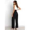 thumbnail image 4 of Pantalones Palazzo de Pierna para Mujer, con Cinturón, Cintura Alta, Informales, Holgados, Largos y con Bolsillos. Negro M, 4 of 8