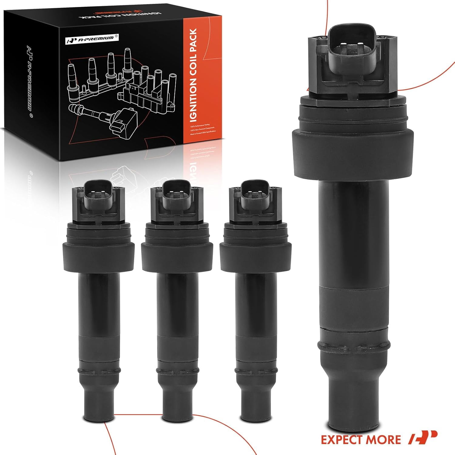 A-Premium Engine Ignition Coil Packs Compatible with Hyundai Veloster 2013-2017 Kia Forte Koup Forte5 L4 1.6L Turbocharged 4-PC Set