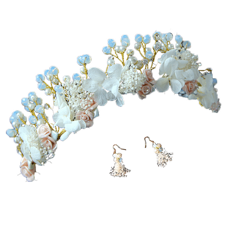 Pearl Flower Rhinestone Tiara for Wedding Engagement Occasions  High Quality Made with Loops for Secure Pinning  Elegant Design Jewelry  Adjustable Flexible for Brides &