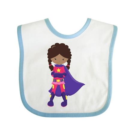 

Inktastic African American Girl Superhero Girl Purple Cape Gift Baby Girl Bib