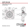 thumbnail image 4 of MAPLE ACE UCF212-39 R3 Triple-Lip Seal Flange Bearing 2-7/16" Bore 4-Bolt Solid, 4 of 5