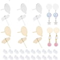 thumbnail image 2 of Brass 6 Pairs Flat Pad Earring Studs 14K Gold Plated Earring Post 925 Sterling Silver Blank Peg Earrings Brass Post Earring with 40pcs Clear Earring Backs for DIY Dangle Earring Jewelry Making, 2 of 5