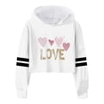 thumbnail image 1 of FAOWME Child Girls Long Sleeve Letters Solid Color Crop Sweatshirt Hoodie Pullover Tops For Kids White 12-13 Years, 1 of 4
