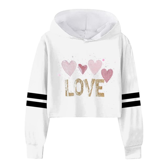 MIASHUI Chandail à Manches Longues pour Filles, Lettres, Court, Blanc, 13-14 Ans