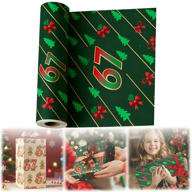 Christmas DecorGift Wrapping Paper67 Mu Christmas Wrapping Interesting Holiday Wrapping Paper For Children And Adults "Six Seven" Mu Wrapping Birthday And ChristmasPackaging case