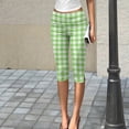thumbnail image 2 of Minjewel Pants for Women - Floral Print Pleated Cropped Yoga Pants - Breathable Summer Bottoms Capri Pants for Women,Green S, 2 of 7