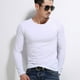 thumbnail image 2 of Camisa clásica de cuello redondo para hombre de color puro para uso diario, en la oficina y en salidas, color blanco, talla M, manga larga, 2 of 8