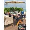 thumbnail image 4 of Outdoor Tablecloth with Umbrella Hole and Zipper, Christmas Truck Rectangle Table Cloth 60x84 Inch Waterproof Tablecloth, Winter Snowflake Xmas Tree Wood Grain Black Picnic Table Cover for Patio, 4 of 7