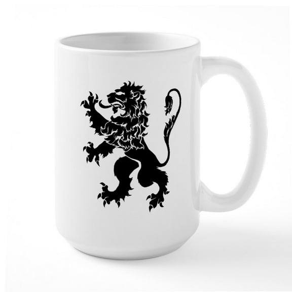 CafePress - Black Lion Rampant Large Mug - 15 oz Ceramic Large White Novelty Mug