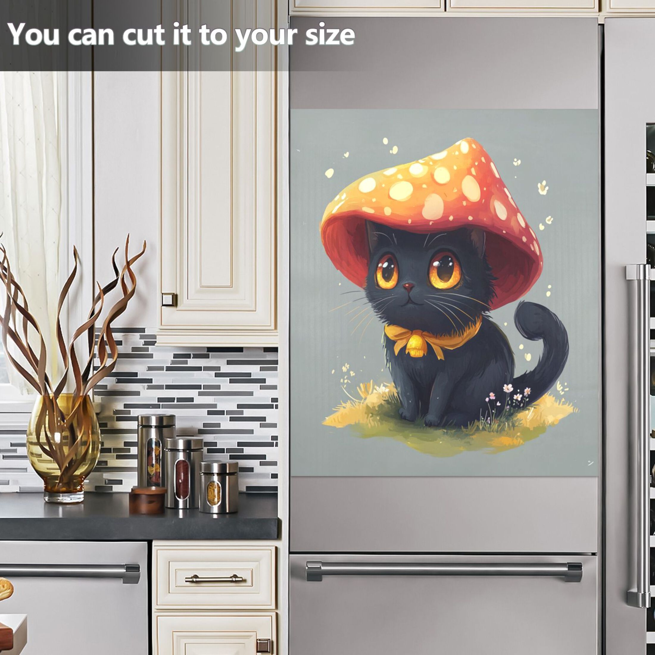 Dishwasher Magnetic Sticker 23x26 Inch Refrigerator Magnetic Sticker Washing Machine Magnetic Sticker Kitchen Panel Magnetic Sticker Home Decor Super Beautiful Black Cat